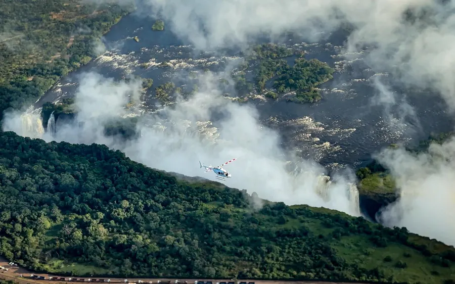The Flight of Angels route over the 1,700-metre curtain of Victoria Falls